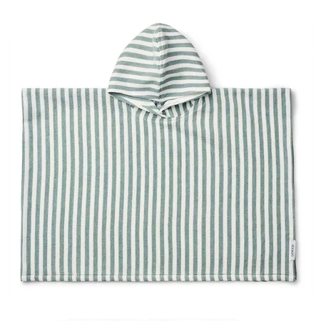 Liewood waffle poncho, strib - peppermint/white