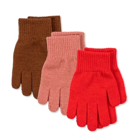 Konges Sløjd 3-pak vante, rose-pecan-scarlet