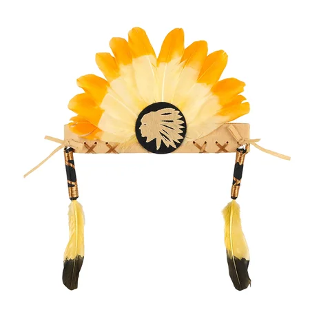 Souza udklædning, indianer hovedbeklædning - gul