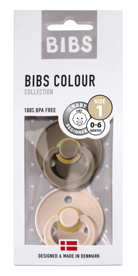 Bibs 2-pak rund sut, str 1 - Dark Oak/Blush