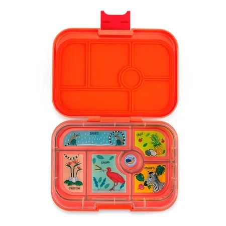 Yumbox Original madkasse m. 6 rum, Safari Orange - Jungle tray