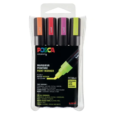 Posca marker PC-5M, 4-pak neon