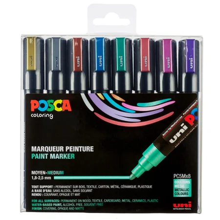 Posca marker PC-5M, 8-pak metallic