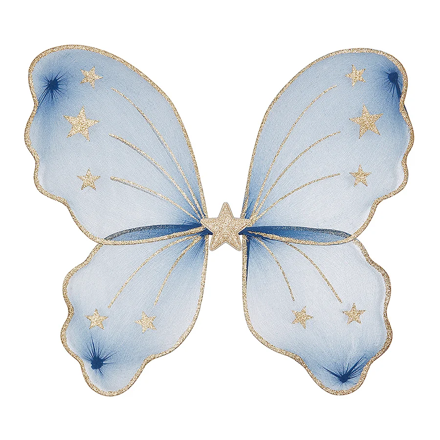Mimi & Lula sommerfugl vinger, blå m.glimmer