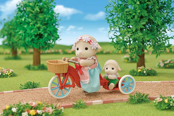 Sylvanian Families, cykel m. popcornvogn og mor får