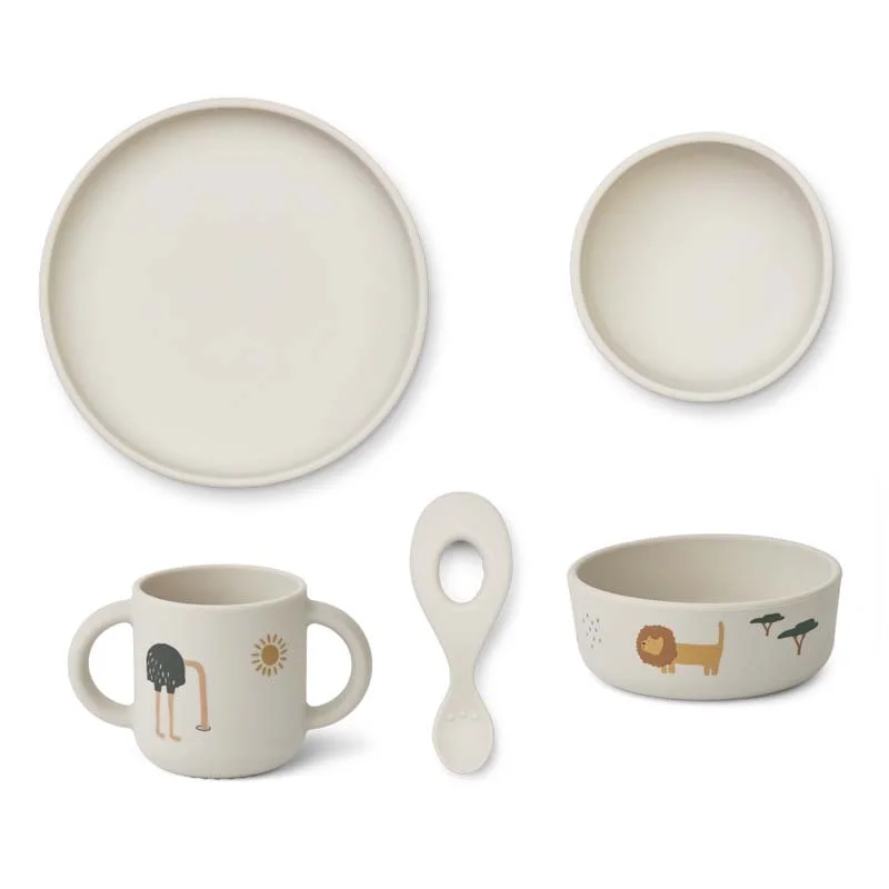 Liewood silicone baby-spisesæt, safari