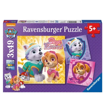 Paw Patrol, Skye og Everest puslespil 3-i-1, 49 brikker
