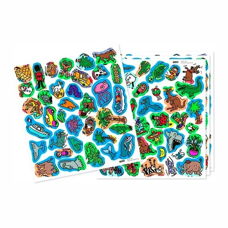 OMY Plakat med stickers 100x70, atlas