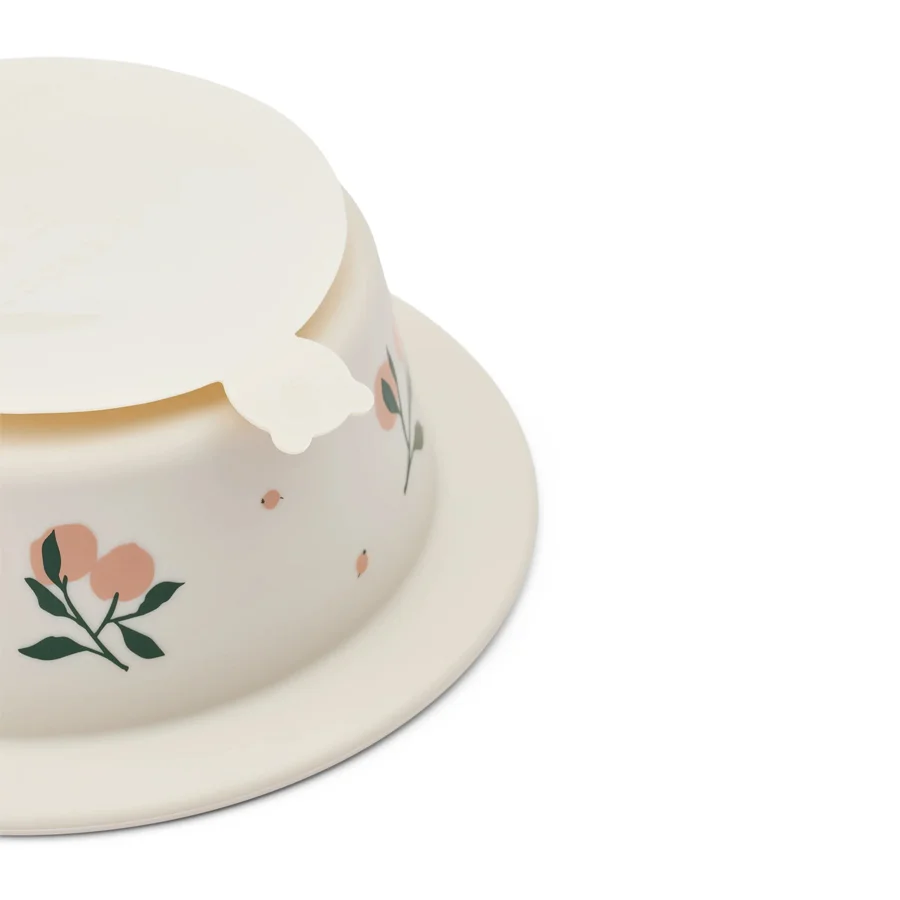 Liewood Peony printet 2-pak skål med sugekop, peach/sea shell