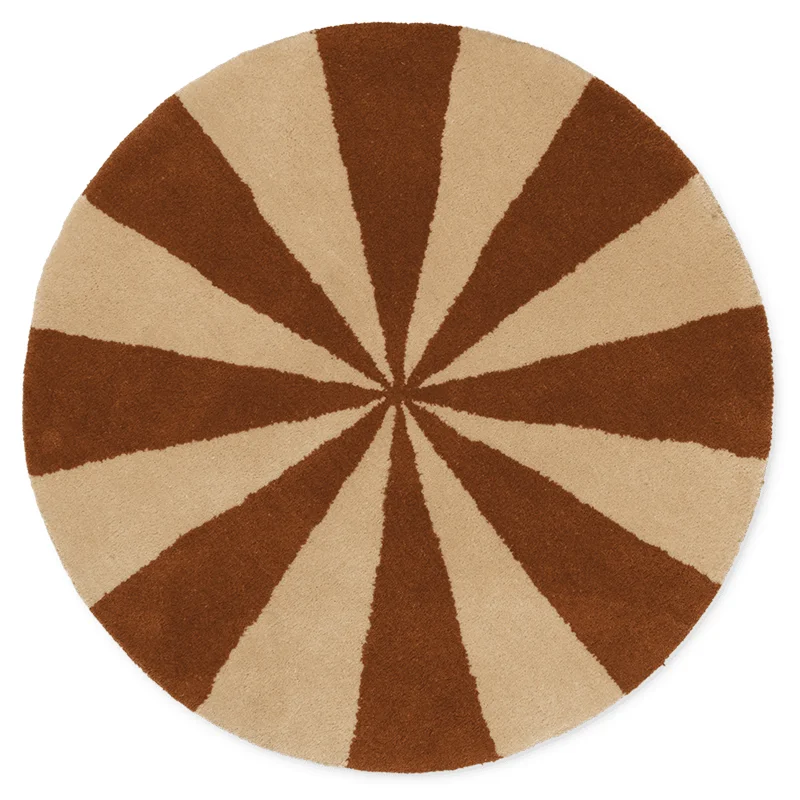 Ferm Living tufted tæppe Ø130 cm, Arch - Dark Brick/Off White