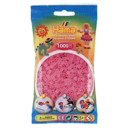 Hama perler 1000 stk transparent lyserød, frv 72