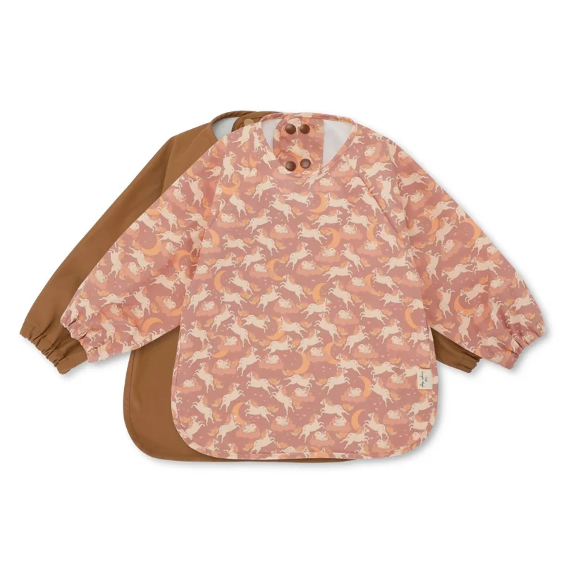 Konges Sløjd 2-pak Forklæde med ærmer, Unicorn Blush / Toasted Coconut