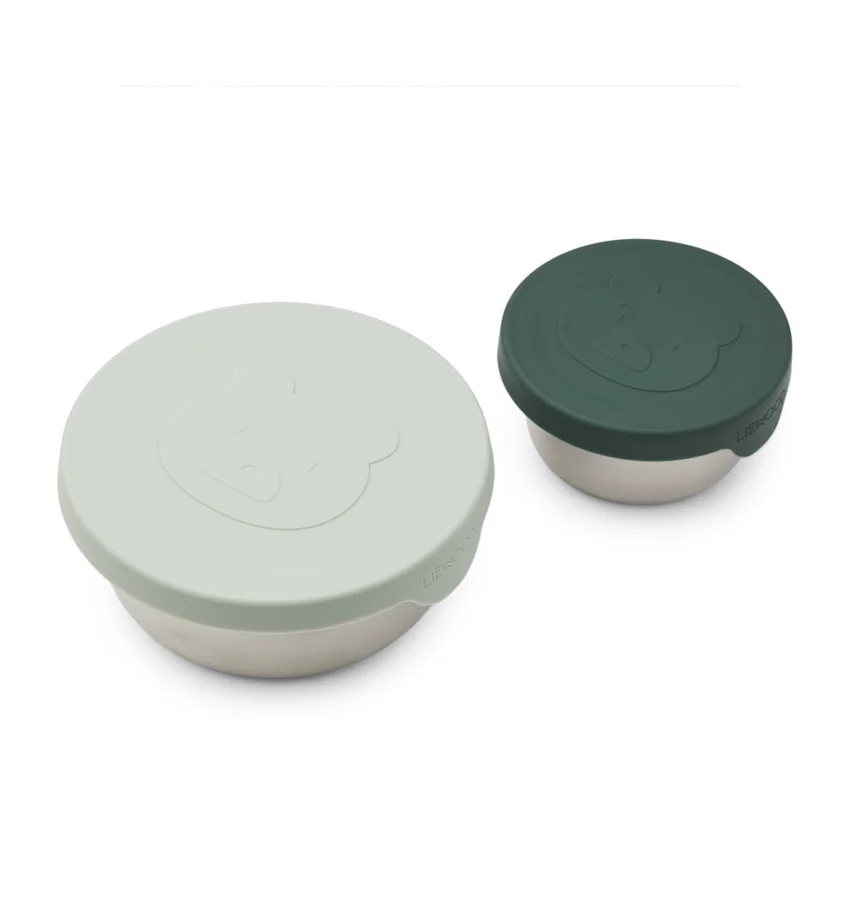 Liewood 2-pak Mr bear snackbokse, Dusty Mint/Garden Green