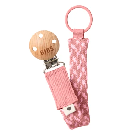 BIBS flettet suttesnor, dusty pink/baby pink