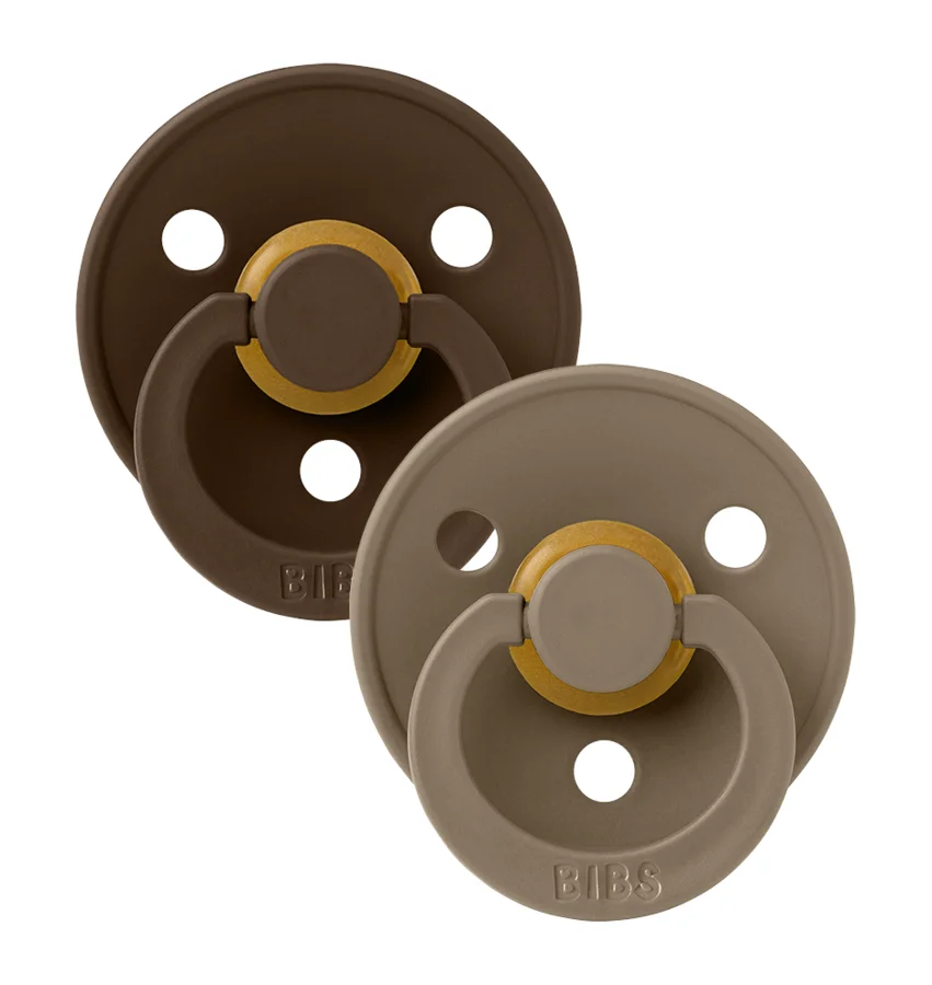 Bibs 2-pak rund sut, str 2 - Mocha/Dark Oak