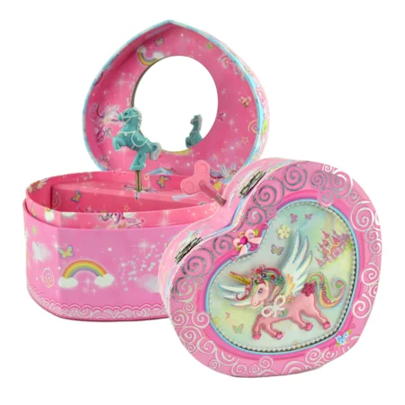 Hjerteformet smykkeskrin, enhjørning