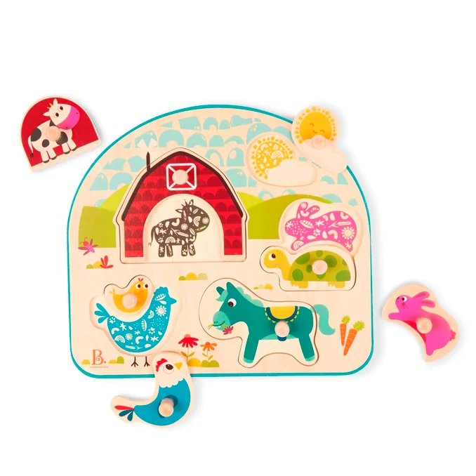 B Toys Knopf-Puzzlespiel "Bauernhof"