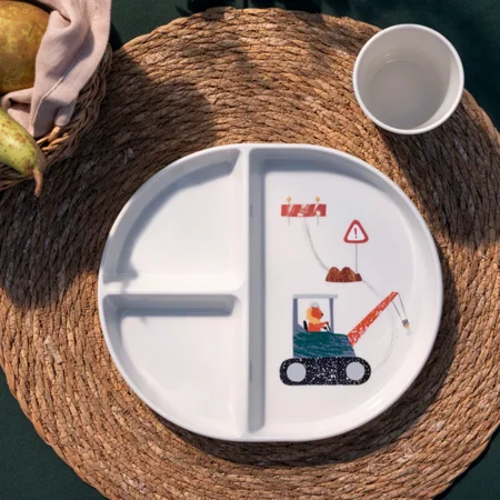 Sebra Tastii tallerken med 3 rum, Busy builders