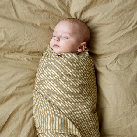 by KlipKlap babysvøb 120 x 120 cm, stripe - Latte