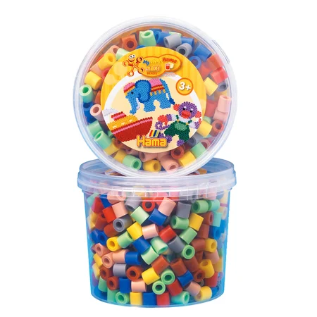 Hama maxi perler i bøtte, 600 stk - klare farver