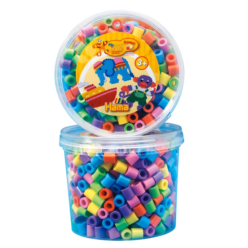 Hama maxi perler i bøtte, 600 stk - pastelfarver