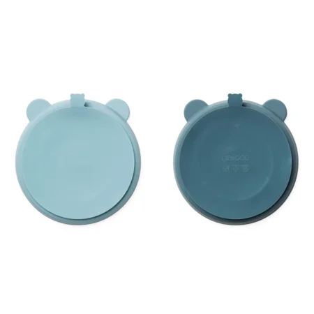 Liewood rumopdelt silikone tallerken 2-pak, sea blue/whale blue
