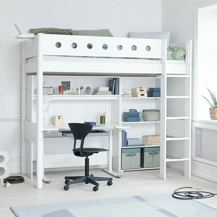 FLEXA Højseng med lige stige, hvid