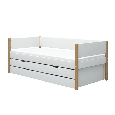 FLEXA Nor Daybed med udtræksseng og to skuffer , hvid/eg