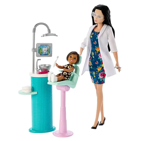 Barbie dukke, tandlæge - mørkt hår