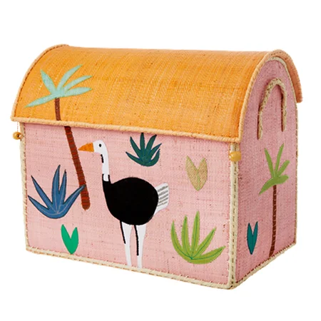 Rice opbevaringskurv, jungle pink - mellem