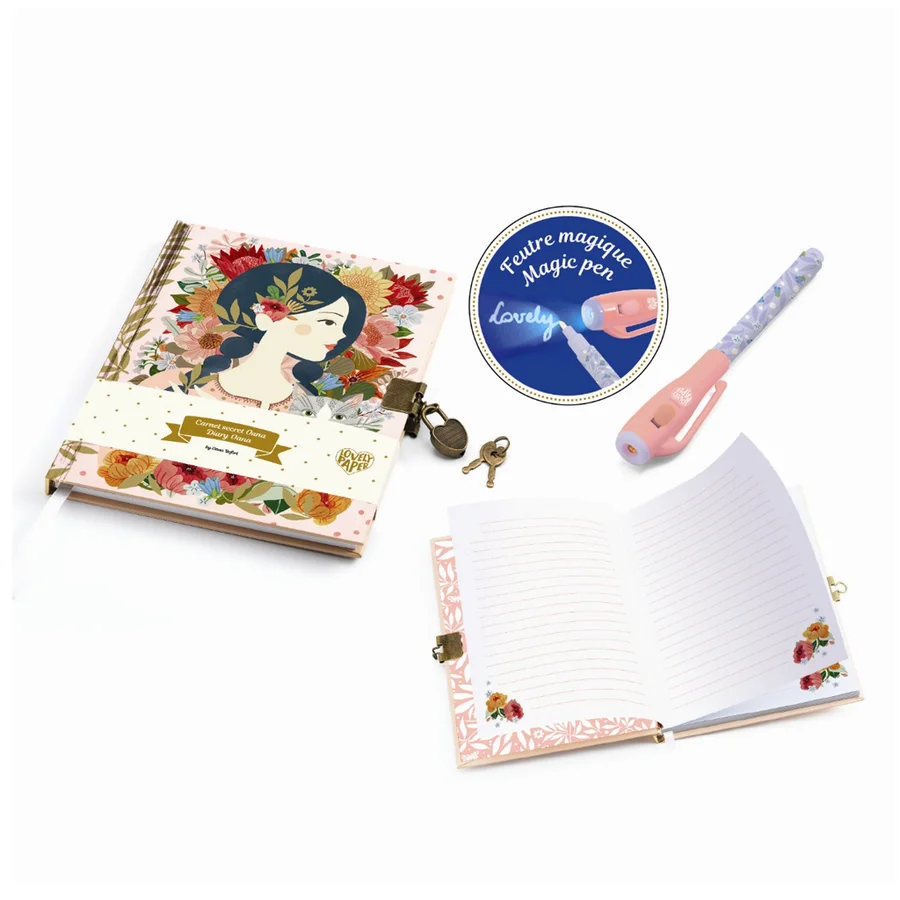 Djeco Lovely Paper Tagebuch mit Schloss & magischer Stift, Oana