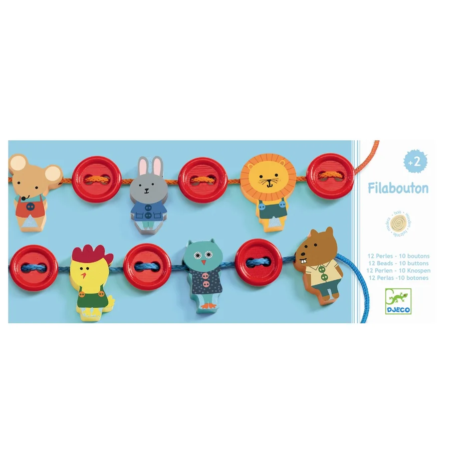 Djeco store træperler og knapper, Filabouton
