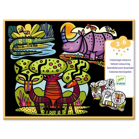 Djeco kreativ leg for de små, velourplakat - savannedyr