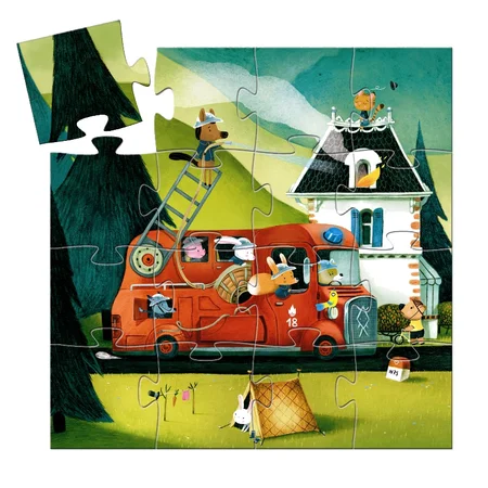 Djeco silhouet puslespil, brandbil - 16 brikker