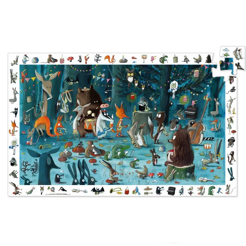 Djeco observations puslespil, musik i skoven - 35 brikker