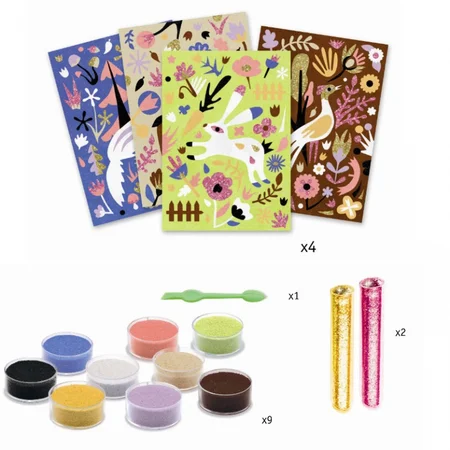 Djeco kreativ æske, sandmotiv med skovens dyr