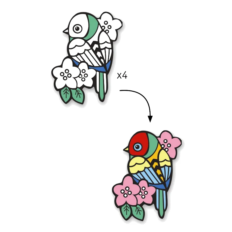 Djeco kreativ leg, velourmaling for de små - fugle