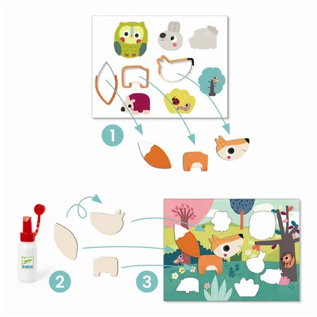 Djeco kreativ leg for de små, collage m.dyr