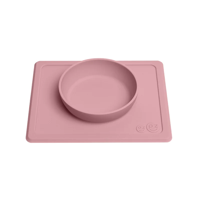 EZPZ happy mini bowl, skål og dækkeserviet i et - støvet rosa