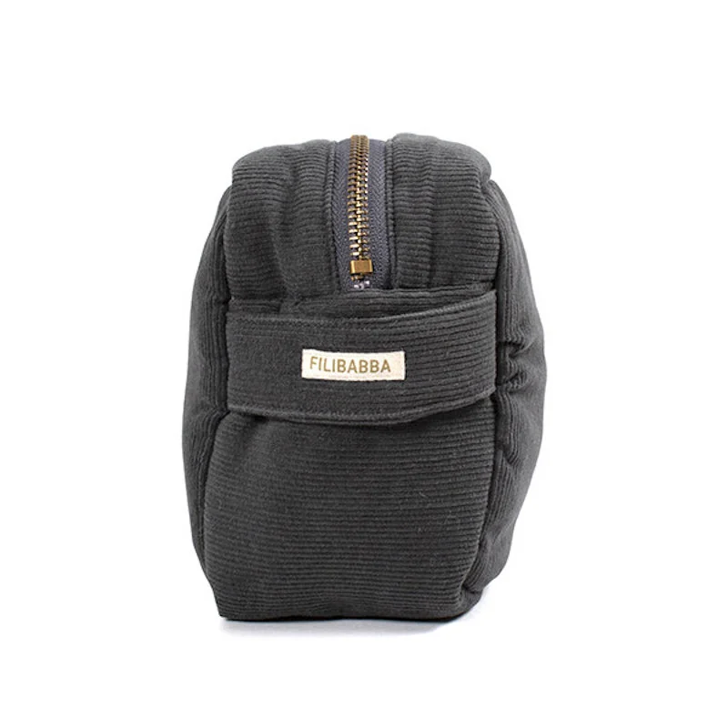Filibabba toilettaske babyfløjl, Stone Grey
