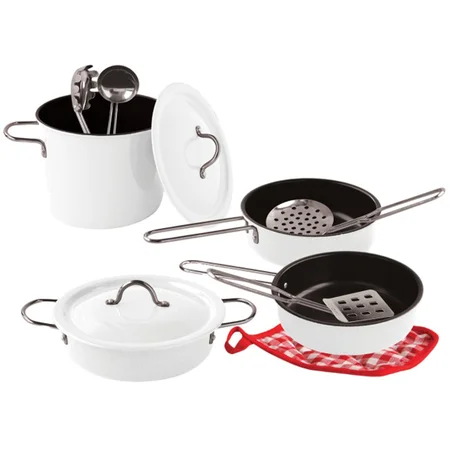 Gryde- og pandesæt i metal, hvid