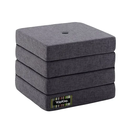 byKlipKlap 4-fold madras, blågrå med grå knap