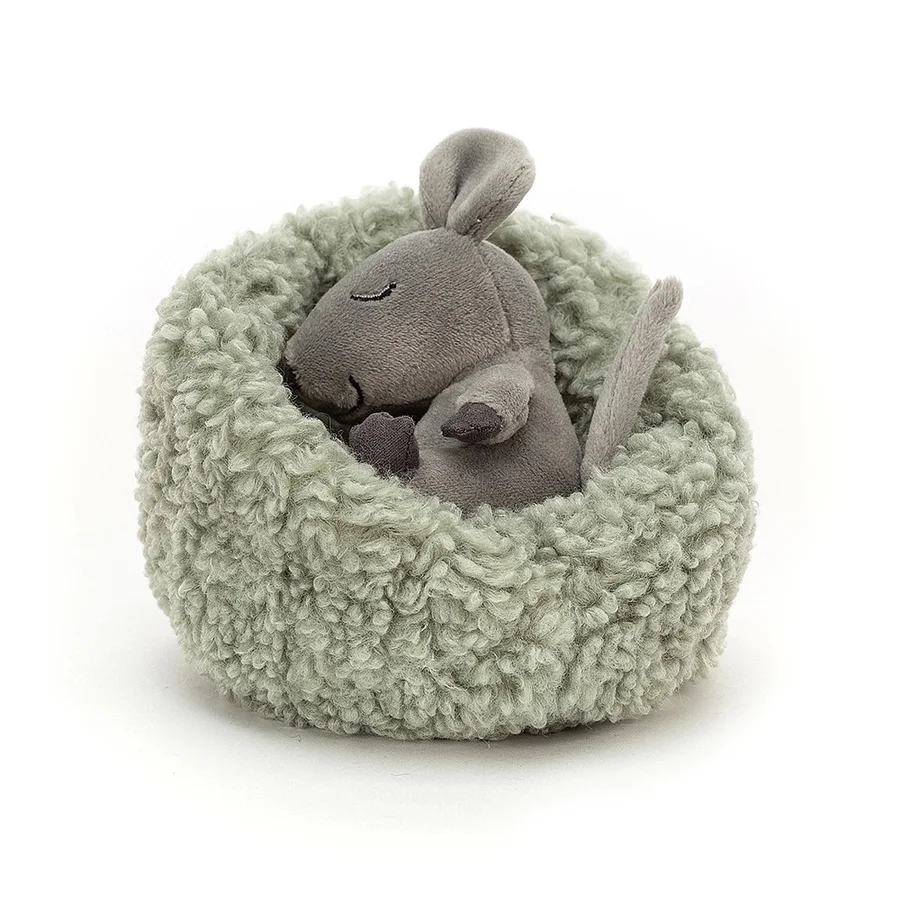 Jellycat Hibernating Mus i rede, 12 cm