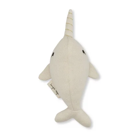 Konges Sløjd strikket bamse med rangle, narhval