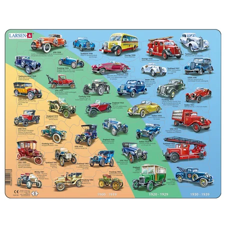 Larsen puslespil, vintage biler - 42 brikker