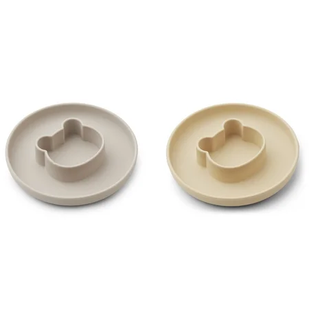 Liewood 2-pak siliconetallerkner, mr Bear wheat yellow/sandy