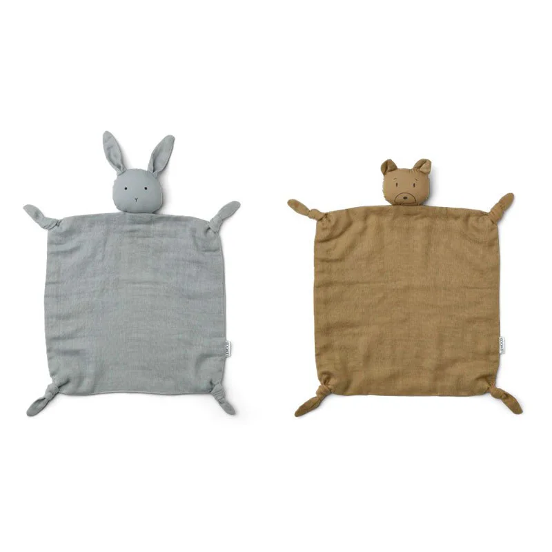 Liewood 2-pak nusseklud, Mr Bear khaki/rabbit blue