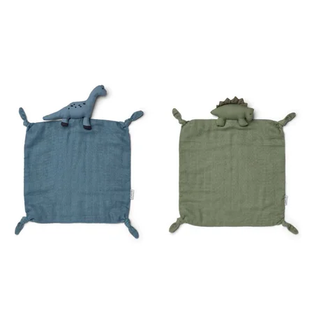 Liewood 2-pak nusseklud, dino blue wave/faune green