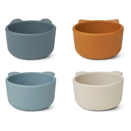 Liewood 4-pak små silikone-skåle, Whale blue