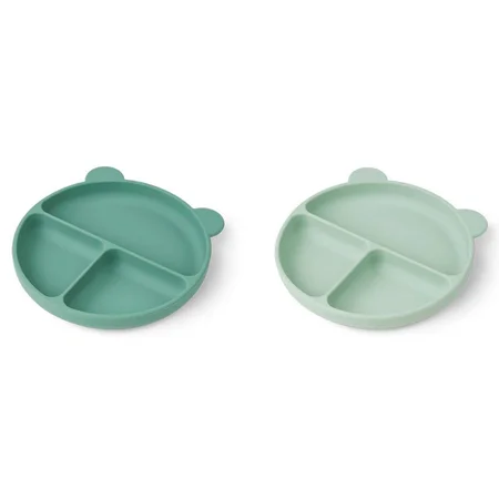 Liewood 2-pak ruminddelte tallerkner, Peppermint/Dusty mint